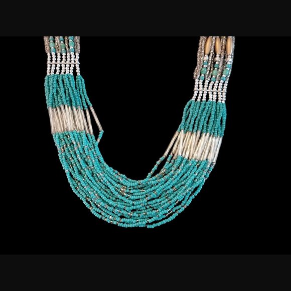 Vintage Multistrand 31.25" Long Seed Bead Statement Necklace - Picture 4 of 5